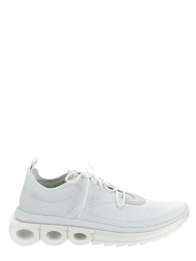 Ferragamo Nima Knit Sneakers In White