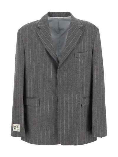 Family First Classic Single Breast Over Jacket In Grey