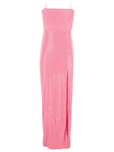 Rotate Birger Christensen Long Dress With Sequins In Pink