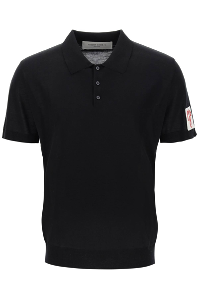 Golden Goose Deluxe Brand Logo Patch Polo Shirt In Black