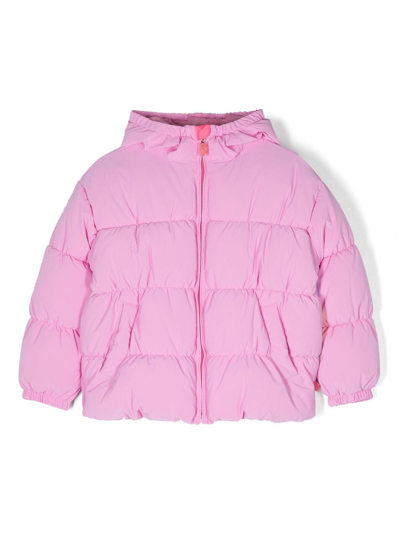 Billieblush Kids' Rainbow Hooded Puffer Jacket In Pink