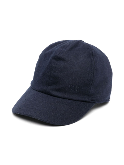 Fay Kids' Logo-embroidered Wool-blend Cap In Blue
