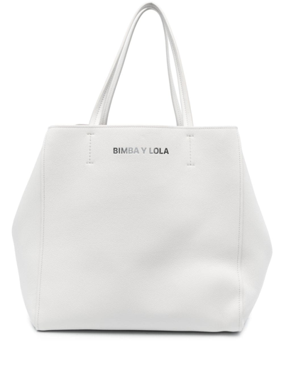 Bimba Y Lola Large Leather Tote Bag In White