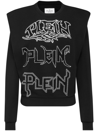 Philipp Plein Logo-embellished Layered Sweatshirt In Black