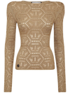 PHILIPP PLEIN LOGO-EMBROIDERED KNITTED TOP