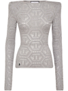 PHILIPP PLEIN LOGO-EMBROIDERED KNITTED TOP