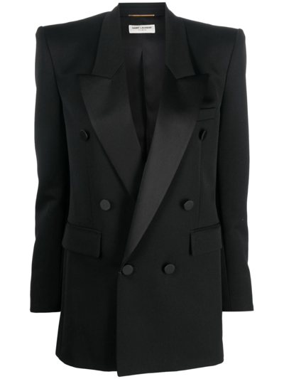 Saint Laurent 羊毛双排扣西装夹克 In Black