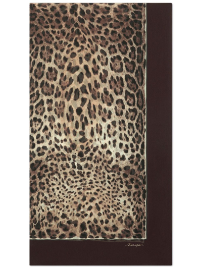 Dolce & Gabbana Leopard-print Silk Scarf In Multicolore