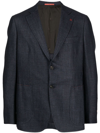 ISAIA BROOCH-DETAIL SINGLE-BREASTED BLAZER