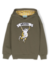 KENZO GREEN FROG-EMBROIDERED HOODIE
