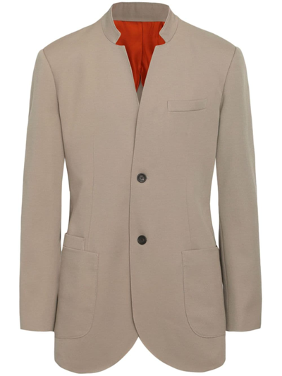Shanghai Tang Stand-up Collar Wool Blazer In Neutrals