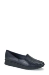 Baretraps Amry Womens Perforated Faux Leather Slip-on Sneakers In Navy