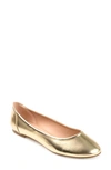 Journee Collection Womens Kavn Medium And Wide Width Comfort Insole Slip On Round Toe Ballet Flats In Gold