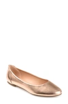 Journee Collection Womens Kavn Medium And Wide Width Comfort Insole Slip On Round Toe Ballet Flats In Rose Gold