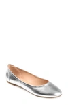 Journee Collection Womens Kavn Medium And Wide Width Comfort Insole Slip On Round Toe Ballet Flats In Silver