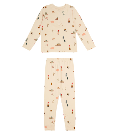 Liewood Kids' Wilhelm Printed Cotton-blend Pajama Set In Beige