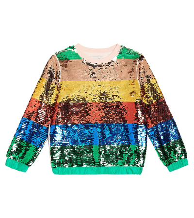 Stella Mccartney Kids' Sequined Organic Cotton Sweatshirt In Multicolor