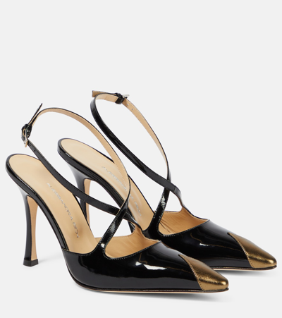 Alessandra Rich Paneled Patent Leather Pumps In Black