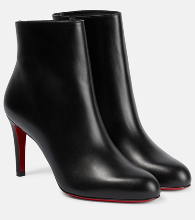 Christian Louboutin Pumppie Booty Leather Ankle Boots In Black