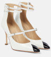 ALESSANDRA RICH PANELED LEATHER PUMPS
