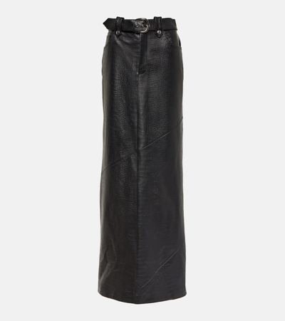 Alessandra Rich Mock-croc Leather Maxi Skirt In Black