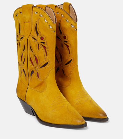 Isabel Marant Duerto Suede Cowboy Boots In Yellow
