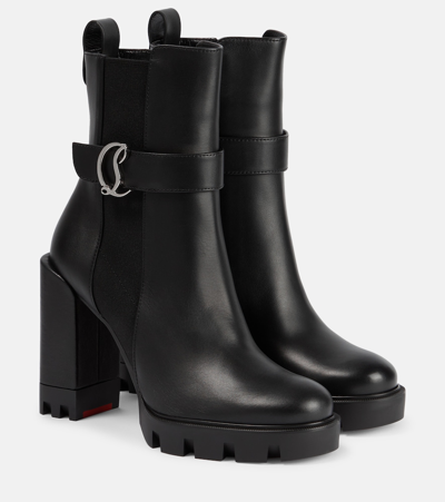 Christian Louboutin Cl Chelsea Lug Leather Ankle Boots In Black