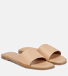 Christian Louboutin Cl Embossed Leather Slides In Neutrals