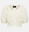 Simone Rocha Embellished Wool-blend Cardigan In Beige