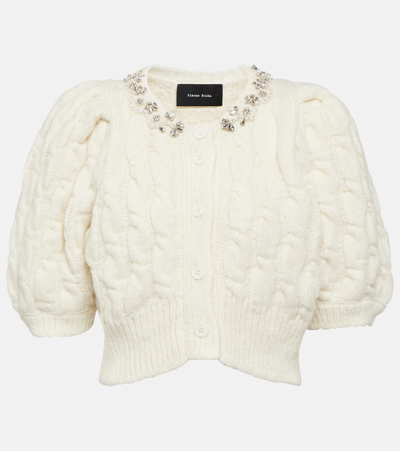 Simone Rocha Embellished Wool-blend Cardigan In Ivory/ Pearl/ Clear