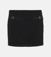 Alessandra Rich Black Checked Tweed Boucle Mini Skirt In Black
