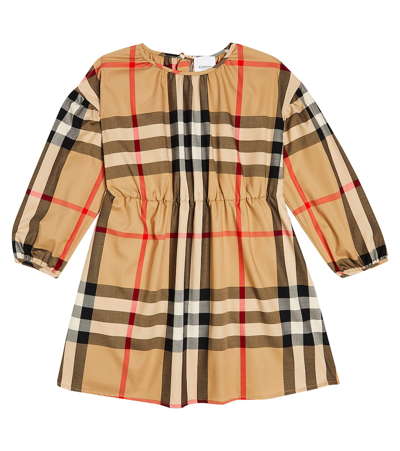 Burberry Kids'  Check Cotton-blend Dress In Beige