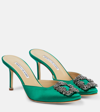 MANOLO BLAHNIK HANGISIMU 70 EMBELLISHED SATIN MULES