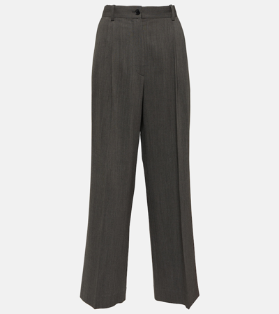 The Row Wool-blend Wide-leg Pants In Grey