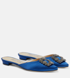 Manolo Blahnik Hangisi Crystal-buckle Flat Pumps In Blue