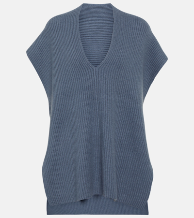 Joseph Ribbed-knit Cashmere Top In Cloudy Blue