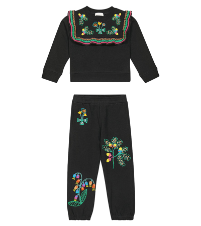 Stella Mccartney Kids' Embroidered Sweatshirt And Sweatpants Set In Multicoloured