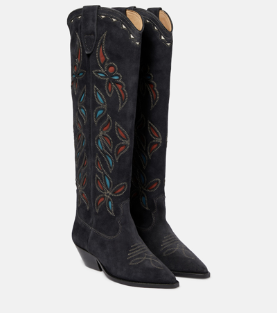 Isabel Marant Denvee Suede Boots In Faded_black