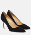 Manolo Blahnik Pointed Pumps In Grey Suede In Black