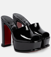 Christian Louboutin Amali Patent Red Sole Platform Mule Sandals In Black