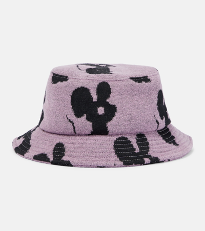 Jw Anderson Logo Wool-blend Bucket Hat In Purple
