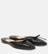 Manolo Blahnik Ballerimu Suede Bow Ballerina Flat Mules In Black