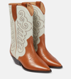 ISABEL MARANT DUERTO EMBROIDERED LEATHER BOOTS