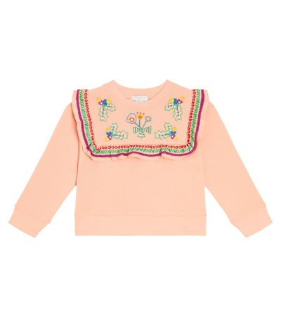 Stella Mccartney Kids' Embroidered Cotton Jersey Sweatshirt In Pink