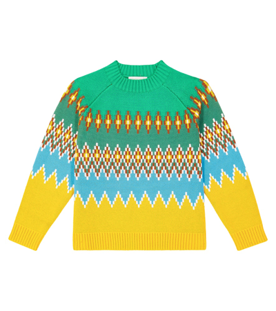 Stella Mccartney Kids' Printed Cotton And Wool Sweater In Multicoloured