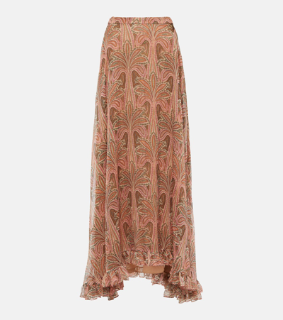 Etro Palm-tree Pattern Maxi Skirt In Multicoloured