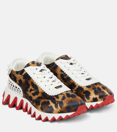 Christian Louboutin Loubishark Donna Crepe Satin Kitty Red Sole Runner Sneakers In Multicoloured