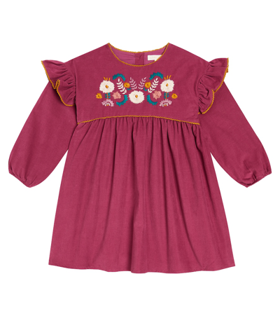 Louise Misha Kids' Embroidered Cotton Dress In Red