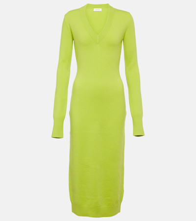 Sportmax Divo Cashmere And Wool Blend Midi Dress In Green