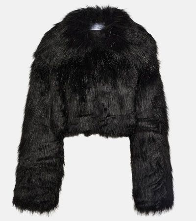 Giuseppe Di Morabito Cropped Faux Fur Jacket In Black